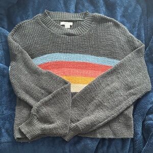 American Eagle Outfitters Gray Sweater with Colorful Stripes